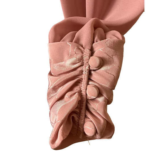 Rose Pink Vtg 80s High Neck Bow Pleated Skirt Set Sz 8 10 Secretary Golden Girls - Picture 7 of 14